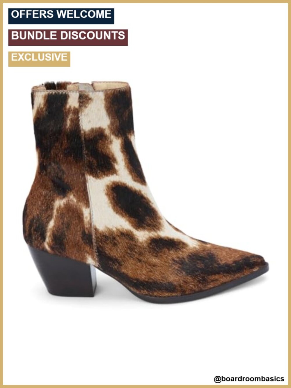 Leather Pointed Toe Western Block Heel Ankle Boot